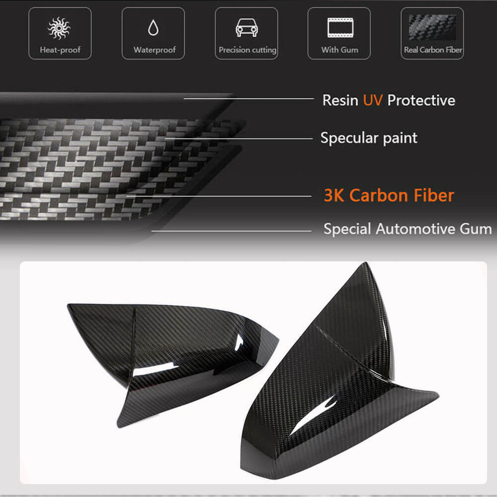 Tesla Model S 2021+ Mirror Covers Add-on Style Dry Carbon Fiber-Ahacarbon