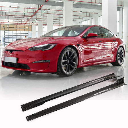 Tesla Model S Plaid 2021-2023 Side Skirt Carbon Fiber-Ahacarbon
