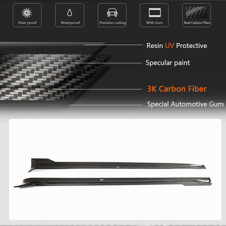 Tesla Model S Plaid 2021-2023 Side Skirt Carbon Fiber-Ahacarbon
