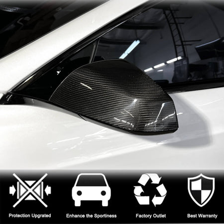 Tesla Model S Sedan 2021UP Add-On Mirror Covers Dry Carbon Fiber-Ahacarbon