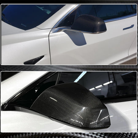 Tesla Model S Sedan 2021UP Add-On Mirror Covers Dry Carbon Fiber-Ahacarbon