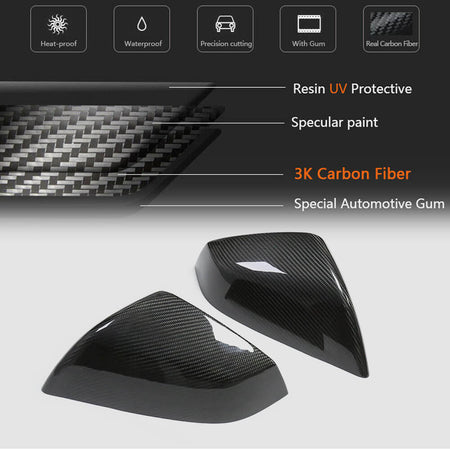 Tesla Model S Sedan 2021UP Add-On Mirror Covers Dry Carbon Fiber-Ahacarbon