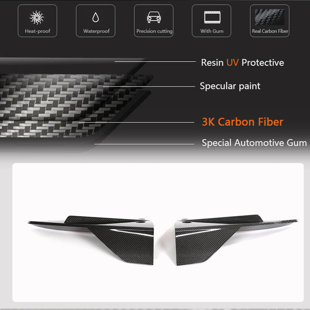 Tesla Model S Plaid 2021-2023 Rear Bumper Splitters Carbon Fiber-Ahacarbon