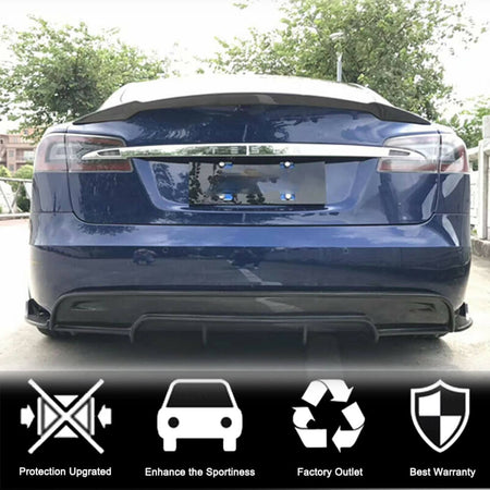 Tesla Model S Sedan 2012-2015 Rear Bumper Diffuser Carbon Fiber/FRP-Ahacarbon