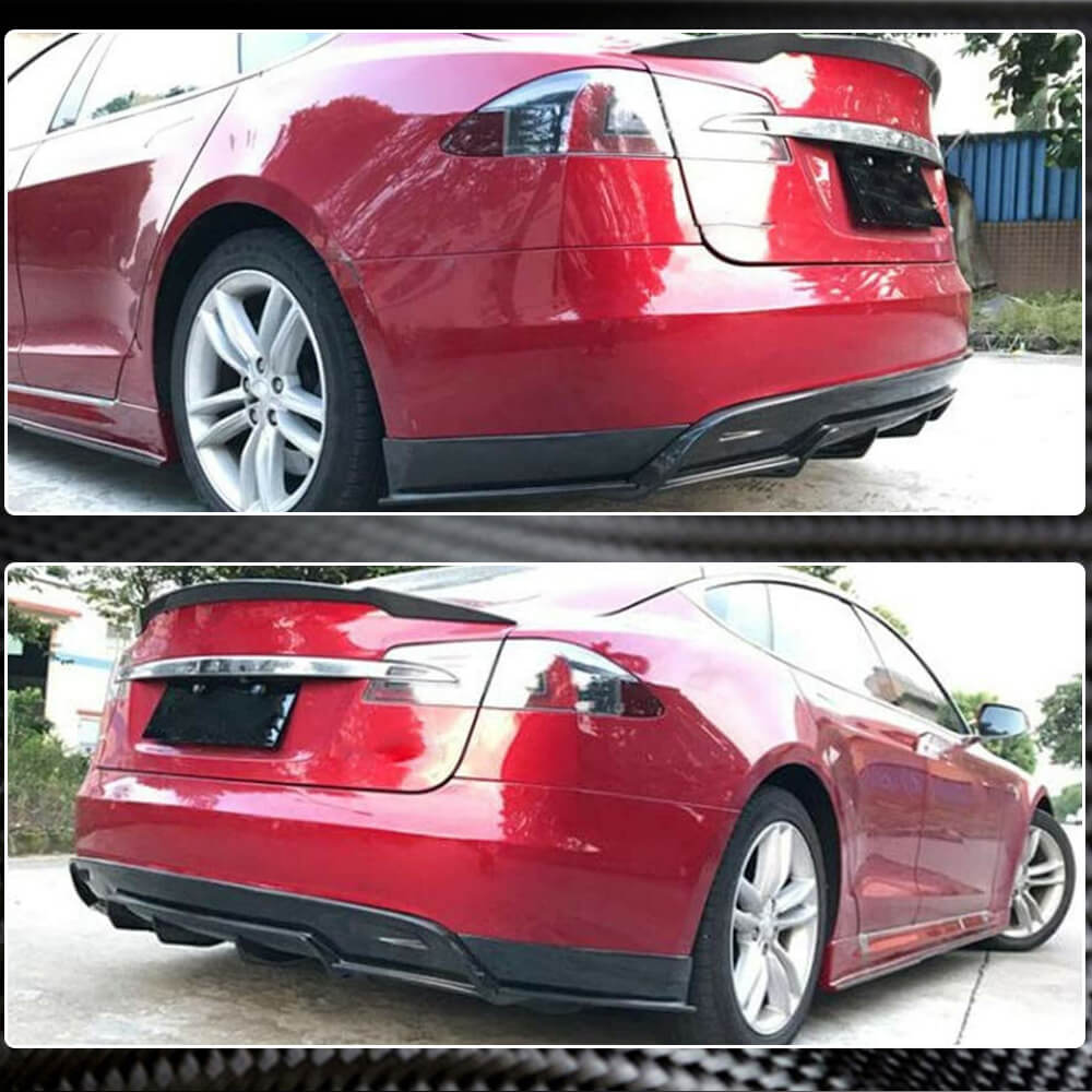 Tesla Model S Sedan 2012-2015 Rear Bumper Diffuser Carbon Fiber/FRP-Ahacarbon