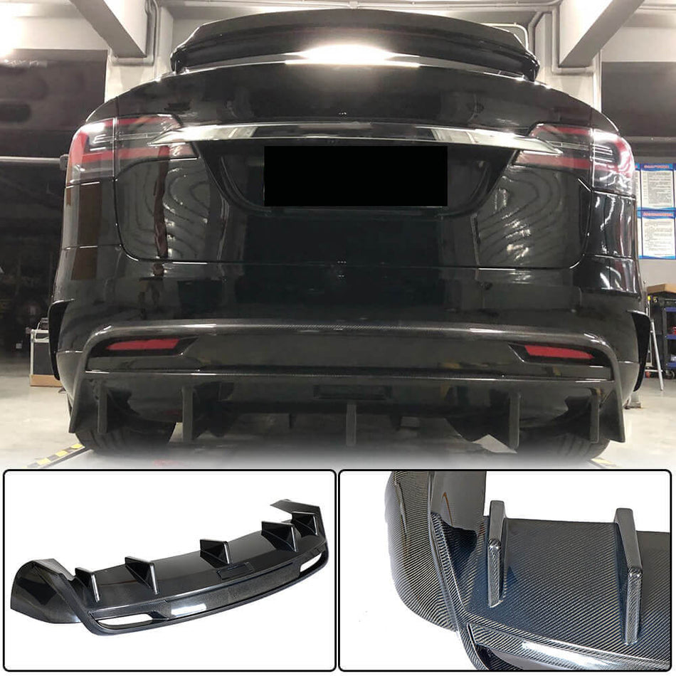 Tesla Model X 2016-2020 Rear Bumper Diffuser Carbon Fiber-Ahacarbon
