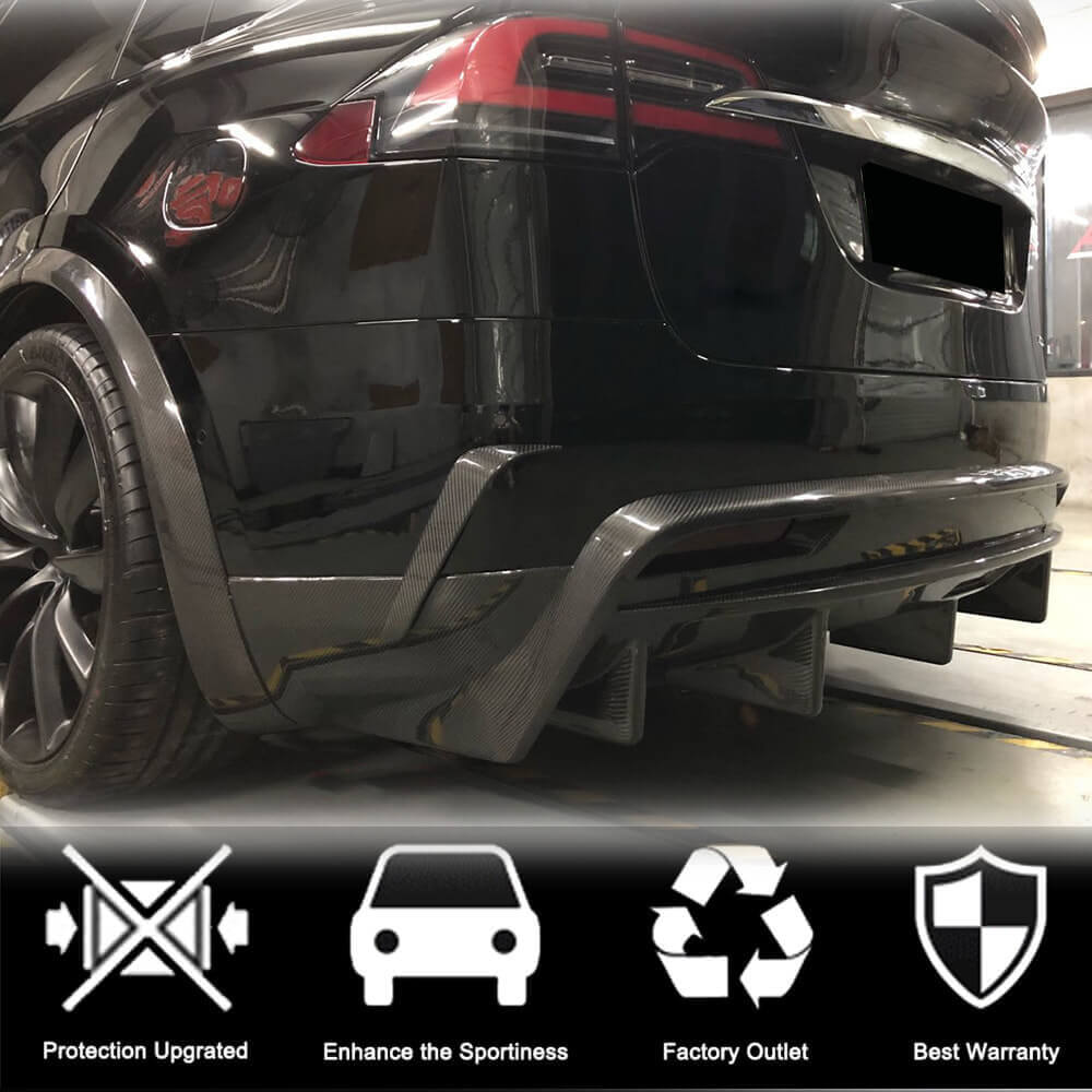 Tesla Model X 2016-2020 Rear Bumper Diffuser Carbon Fiber-Ahacarbon