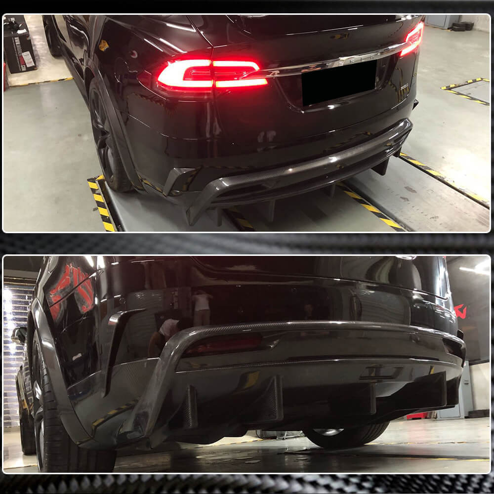 Tesla Model X 2016-2020 Rear Bumper Diffuser Carbon Fiber-Ahacarbon