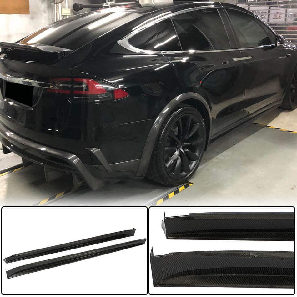 Tesla Model X Sport Utility 2016-2020 Side Skirts Carbon Fiber-Ahacarbon