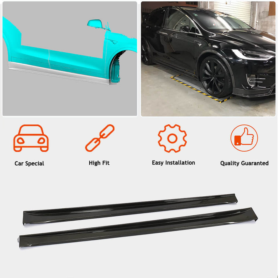 Tesla Model X Sport Utility 2016-2020 Side Skirts Carbon Fiber-Ahacarbon
