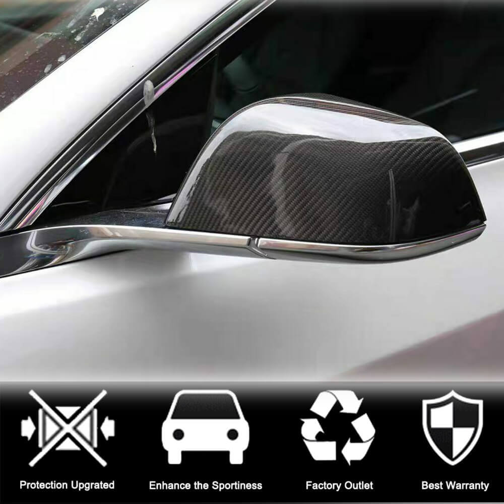 Tesla Model X 2016-2023 Mirror Covers Add-on Dry Carbon Fiber-Ahacarbon