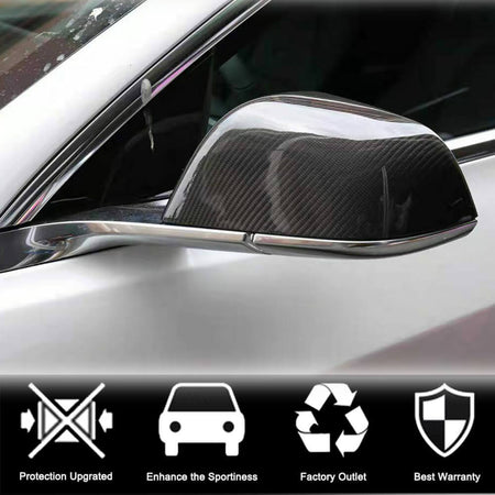 Tesla Model X 2016-2023 Mirror Covers Add-on Dry Carbon Fiber-Ahacarbon