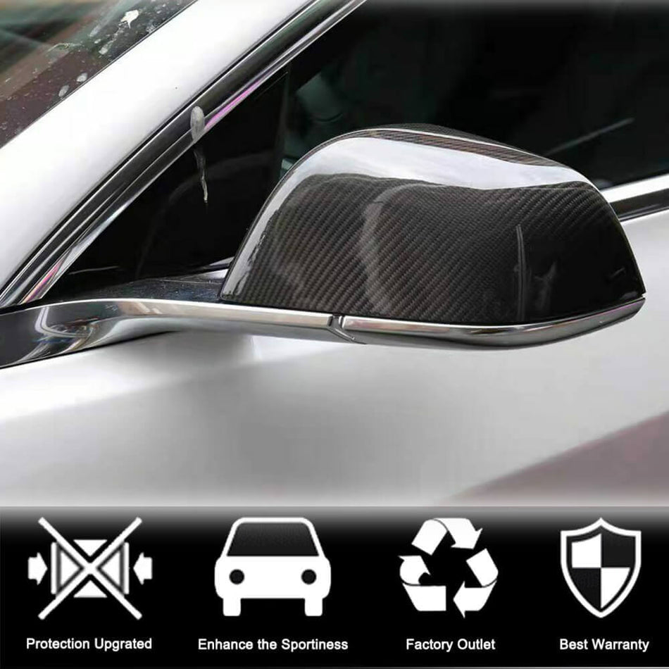 Tesla Model X 2016-2023 Mirror Covers Add-on Dry Carbon Fiber-Ahacarbon