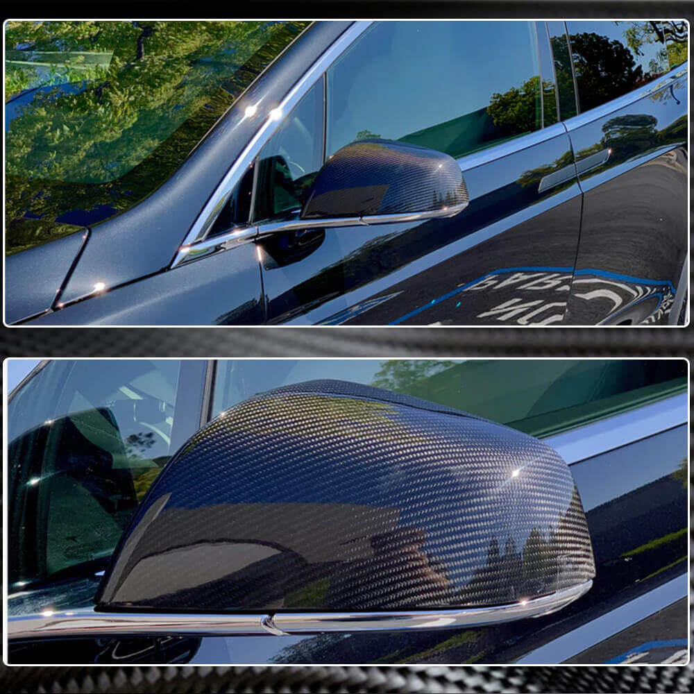 Tesla Model X 2016-2023 Mirror Covers Add-on Dry Carbon Fiber-Ahacarbon