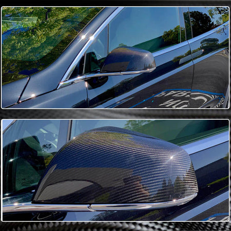 Tesla Model X 2016-2023 Mirror Covers Add-on Dry Carbon Fiber-Ahacarbon