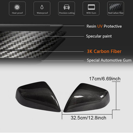 Tesla Model X 2016-2023 Mirror Covers Add-on Dry Carbon Fiber-Ahacarbon