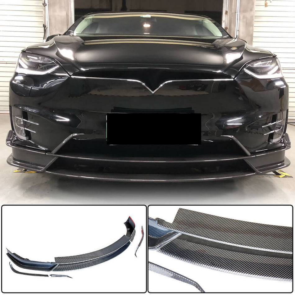Tesla Model X 2016-2020 Front Bumper Lip Carbon Fiber-Ahacarbon