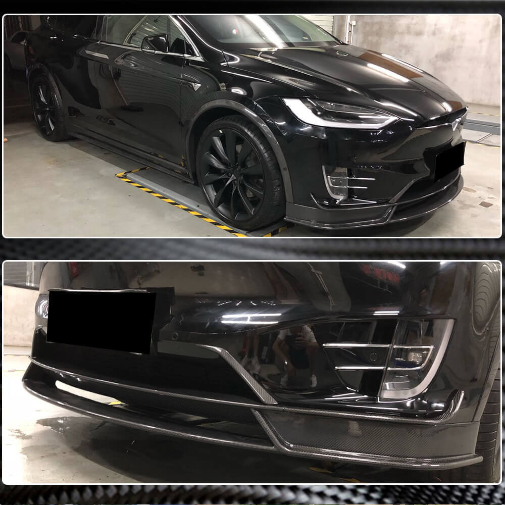 Tesla Model X 2016-2020 Front Bumper Lip Carbon Fiber-Ahacarbon