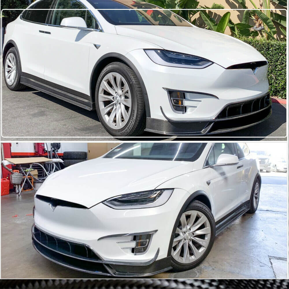 Tesla Model X 2016-2020 Front Bumper Lip Carbon Fiber-Ahacarbon