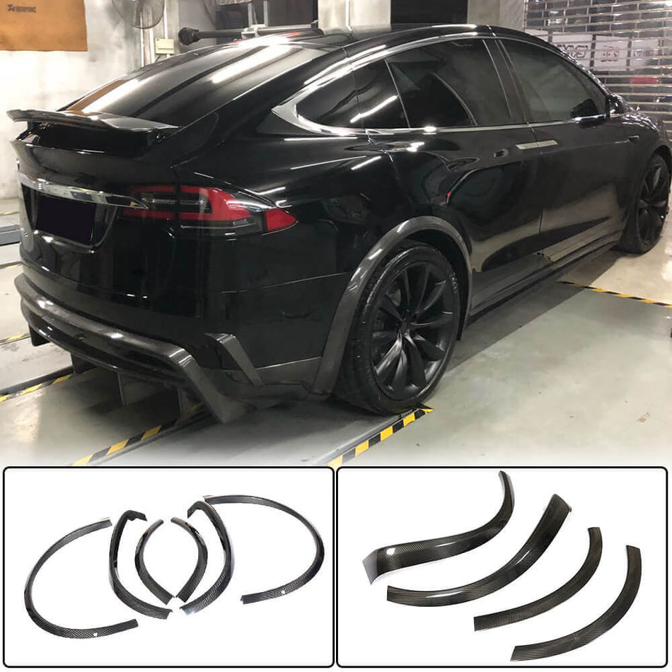 Tesla Model X Sport Utility 2016-2022 Wheel Arch Fenders Trims Carbon Fiber-Ahacarbon