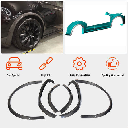 Tesla Model X Sport Utility 2016-2022 Wheel Arch Fenders Trims Carbon Fiber-Ahacarbon