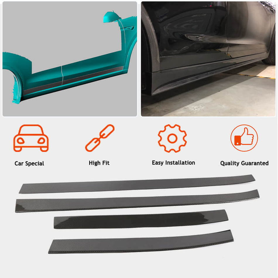 Tesla Model X Sport Utility 2016-2020 Door Trim Strips Carbon Fiber-Ahacarbon