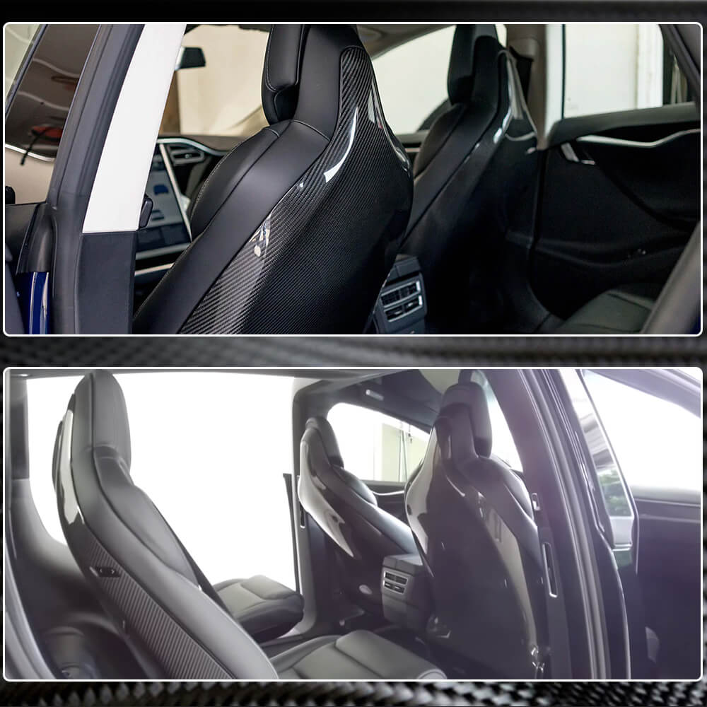 Tesla Model X Sport Utility 2016-2020 Front Seatback Cover 2pcs Carbon Fiber-Ahacarbon