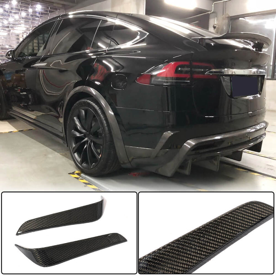 Tesla Model X Sport Utility 2016-2020 Rear Bumper Splitters Carbon Fiber-Ahacarbon