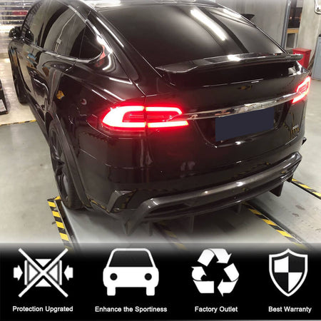 Tesla Model X Sport Utility 2016-2020 Rear Bumper Splitters Carbon Fiber-Ahacarbon