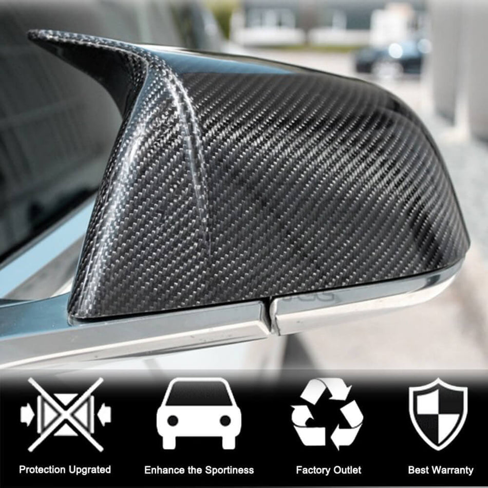 Tesla Model Y 2020+ Mirror Covers LHD Pair Add-on Dry Carbon Fiber-Ahacarbon