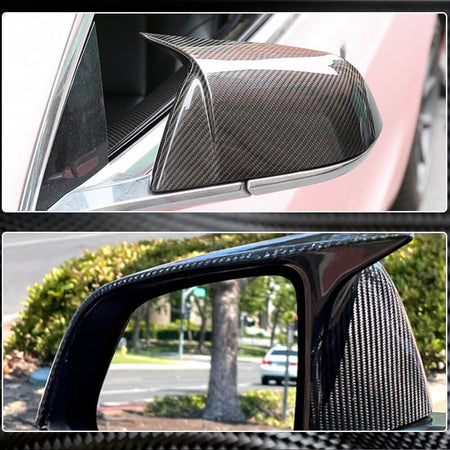 Tesla Model Y 2020+ Mirror Covers LHD Pair Add-on Dry Carbon Fiber-Ahacarbon