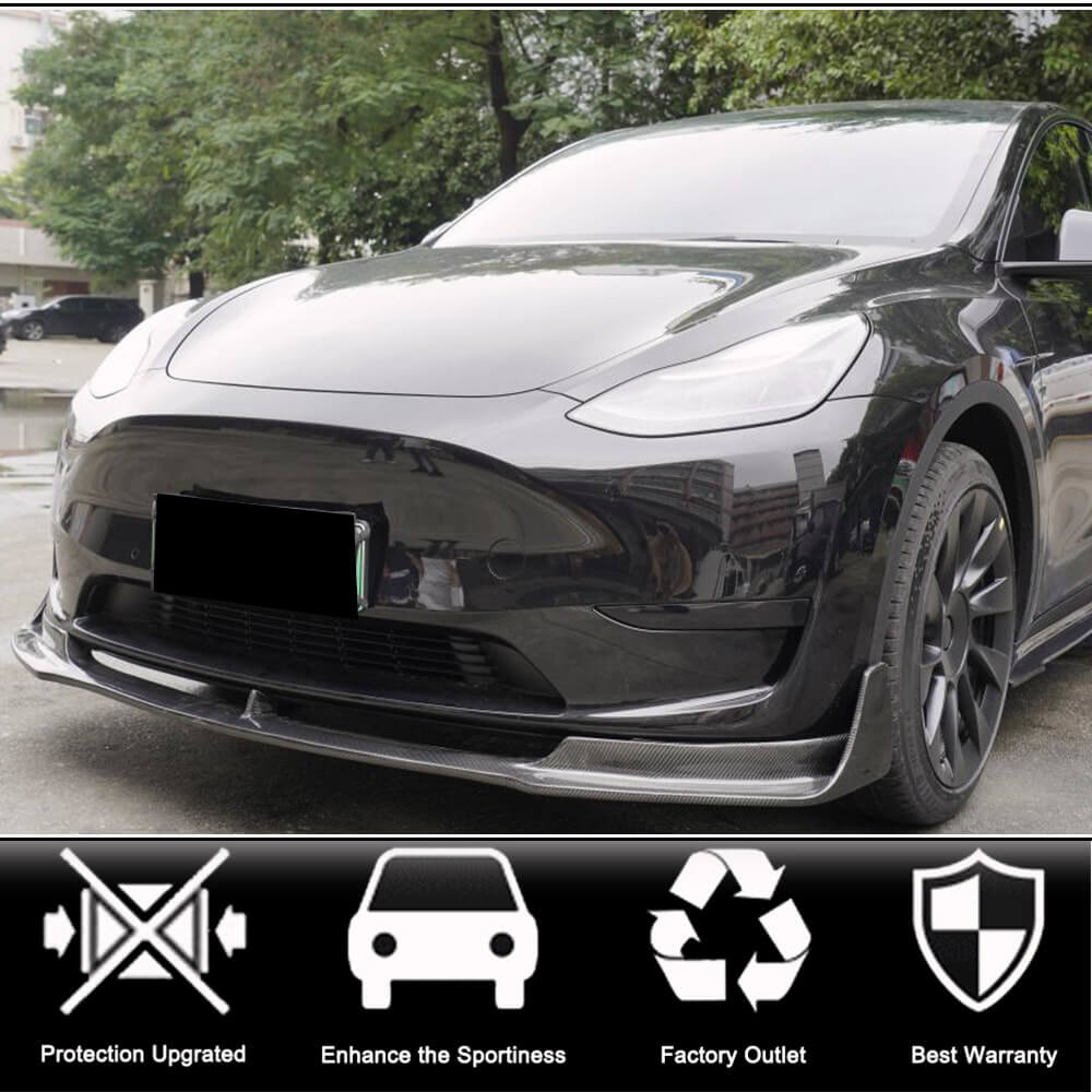 Tesla Model Y 2019-2022 Front Bumper Lip Carbon Fiber-Ahacarbon