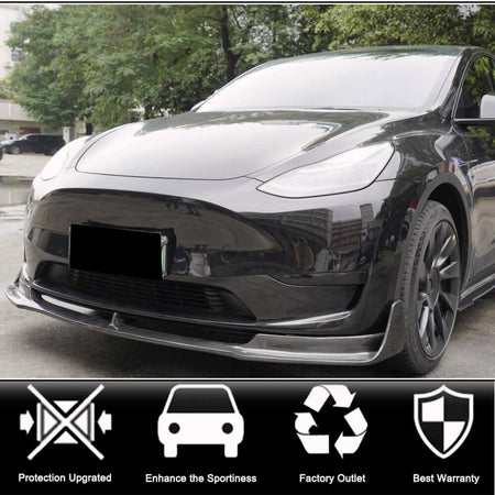 Tesla Model Y 2019-2022 Front Bumper Lip Carbon Fiber-Ahacarbon