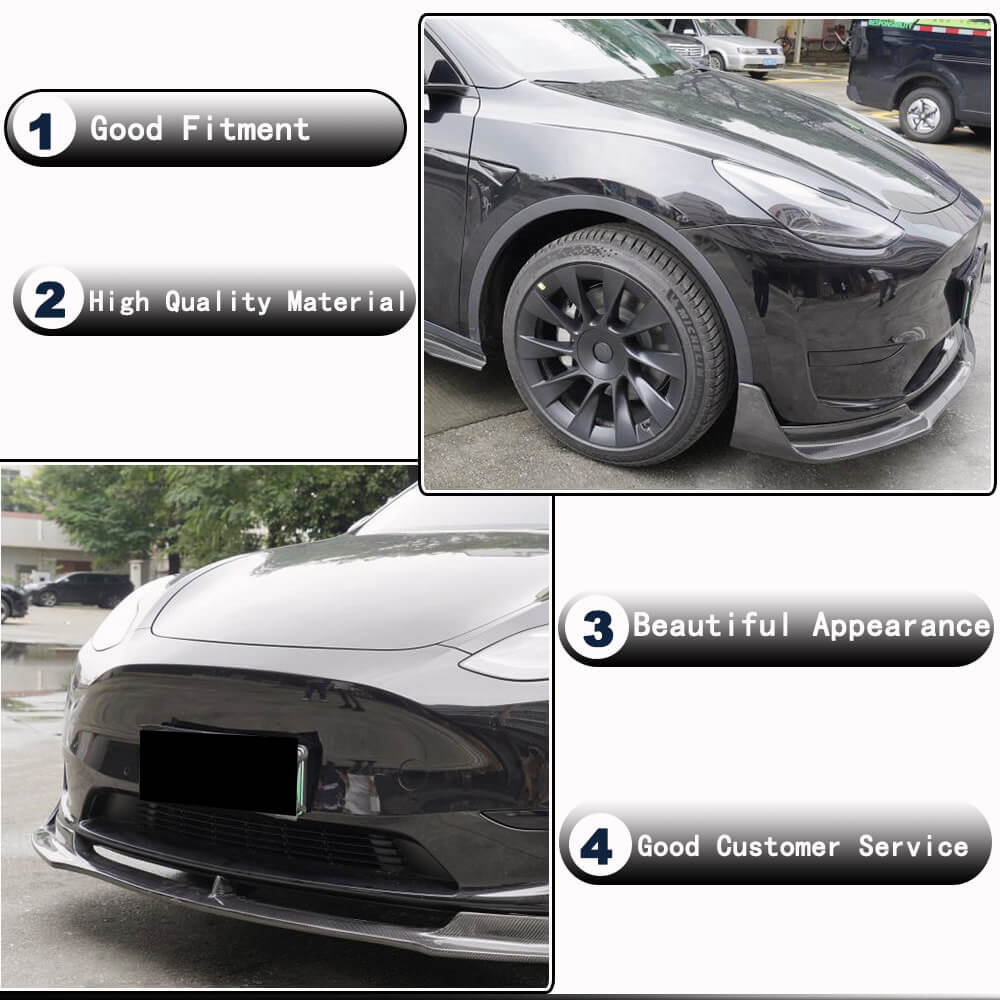 Tesla Model Y 2019-2022 Front Bumper Lip Carbon Fiber-Ahacarbon