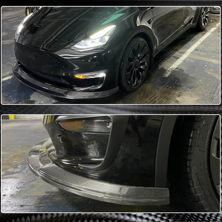 Tesla Model Y Sport Utility 2019-2024 Front Bumper Lip Carbon Fiber-Ahacarbon