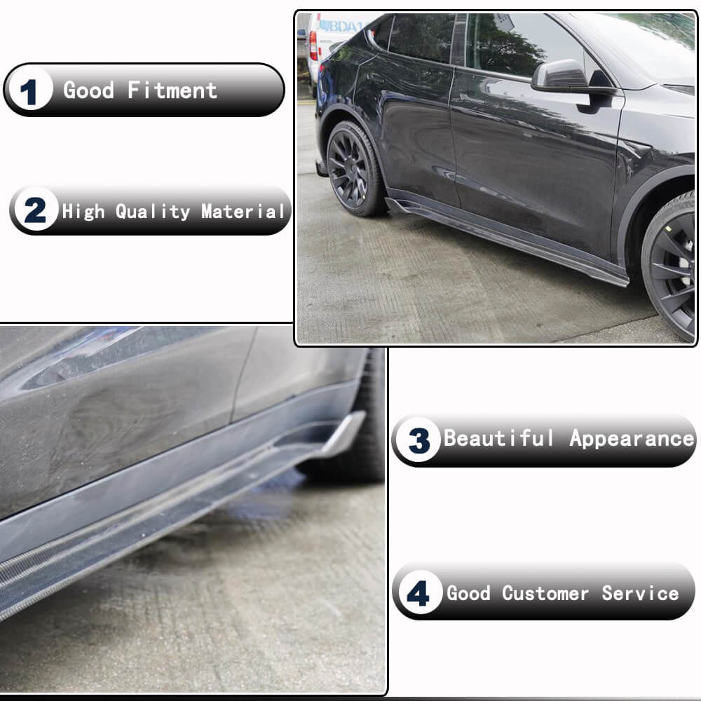 Tesla Model Y 2019+ Side Skirts Carbon Fiber-Ahacarbon