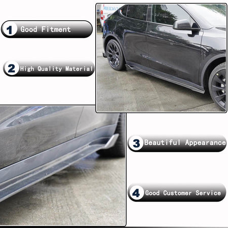Tesla Model Y 2019+ Side Skirts Carbon Fiber-Ahacarbon