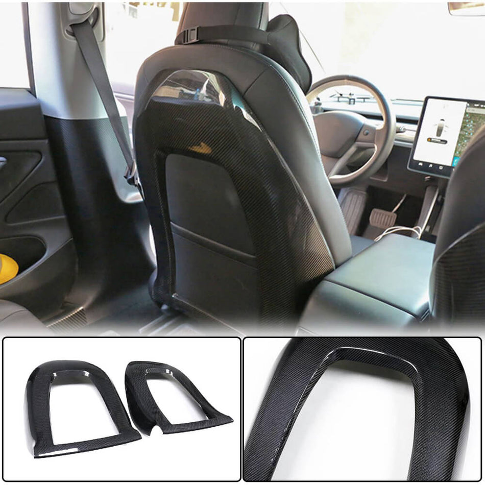Tesla Model Y 2020+ Racing Seat Back Cover Dry Carbon Fiber-Ahacarbon