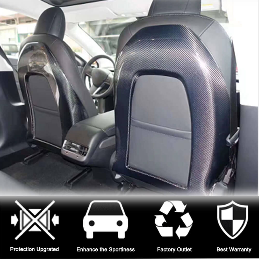 Tesla Model Y 2020+ Racing Seat Back Cover Dry Carbon Fiber-Ahacarbon