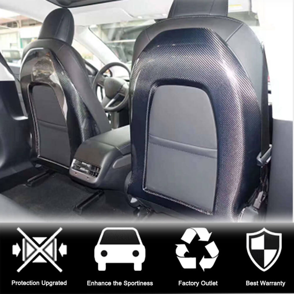 Tesla Model Y 2020+ Racing Seat Back Cover Dry Carbon Fiber-Ahacarbon