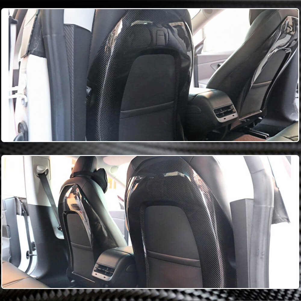 Tesla Model Y 2020+ Racing Seat Back Cover Dry Carbon Fiber-Ahacarbon