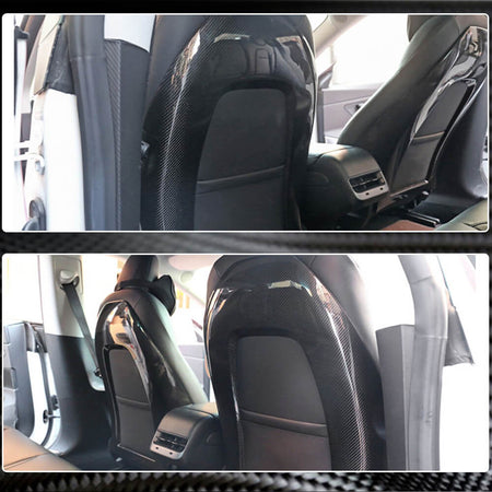 Tesla Model Y 2020+ Racing Seat Back Cover Dry Carbon Fiber-Ahacarbon
