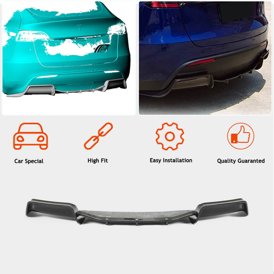 Tesla Model Y 2019-2021 Rear Bumper Diffuser Dry Carbon Fiber-Ahacarbon