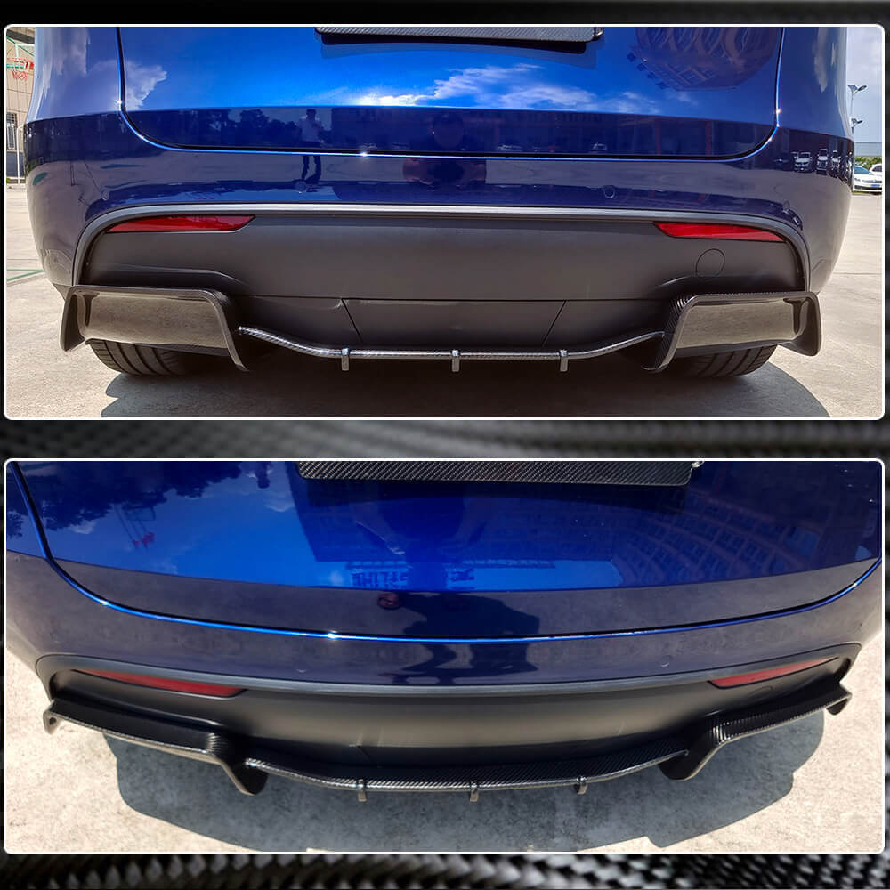Tesla Model Y 2019-2021 Rear Bumper Diffuser Dry Carbon Fiber-Ahacarbon