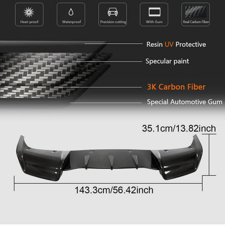 Tesla Model Y 2019-2021 Rear Bumper Diffuser Dry Carbon Fiber-Ahacarbon