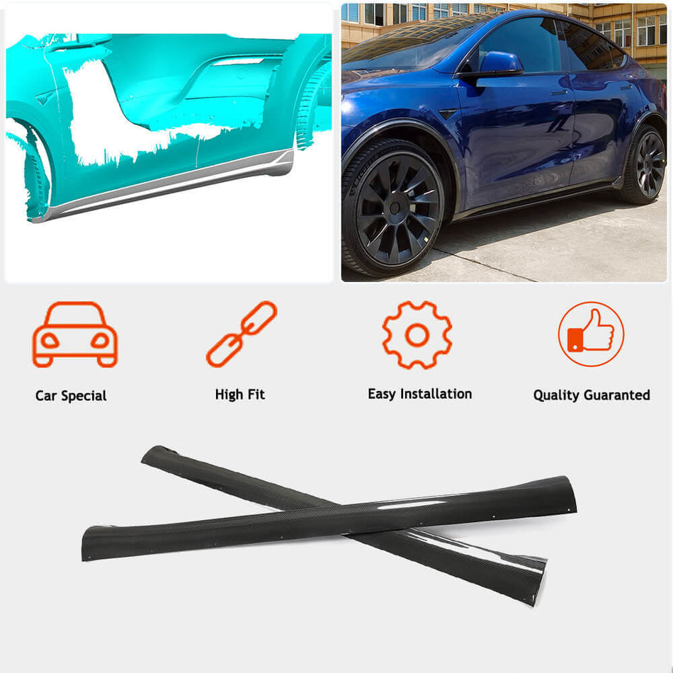 Tesla Model Y Sport Utility 2020+ Side Skirts Carbon Fiber-Ahacarbon