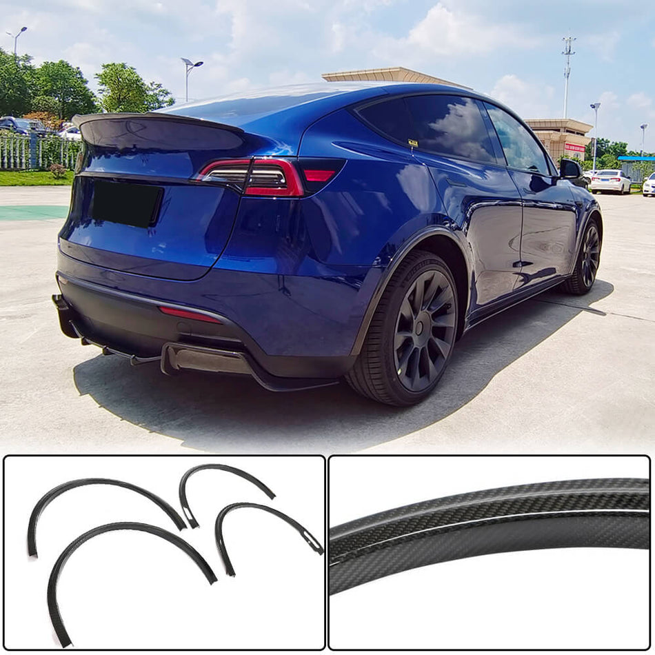 Tesla Model Y Wheel Arch Fender Flares Dry Carbon Fiber-Ahacarbon