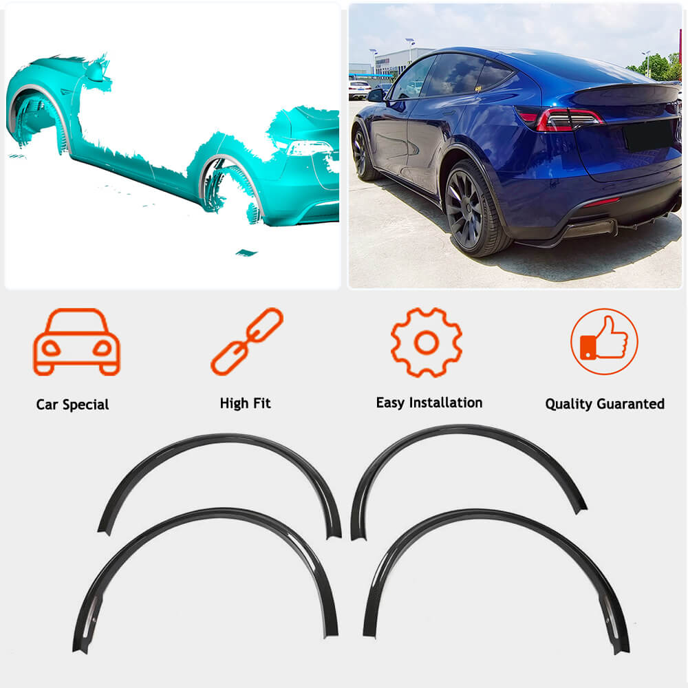 Tesla Model Y Wheel Arch Fender Flares Dry Carbon Fiber-Ahacarbon