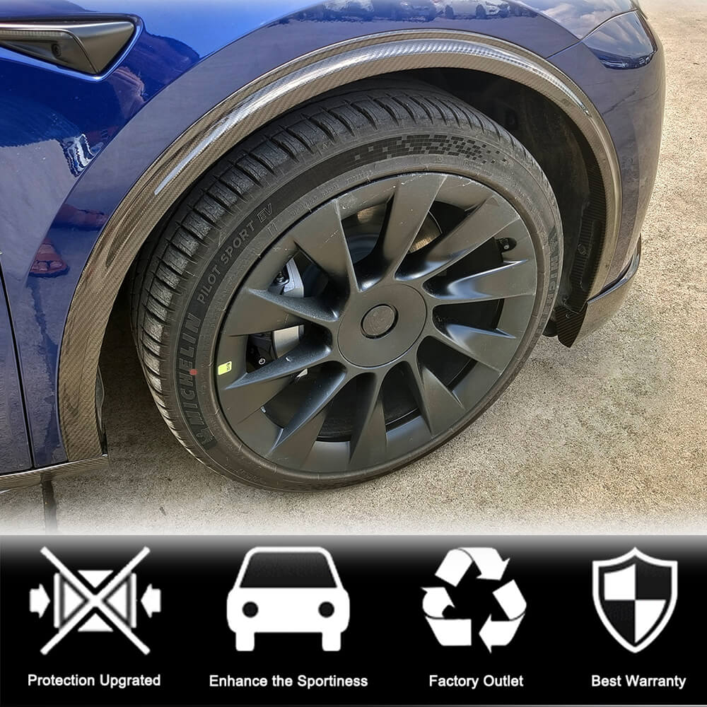 Tesla Model Y Wheel Arch Fender Flares Dry Carbon Fiber-Ahacarbon