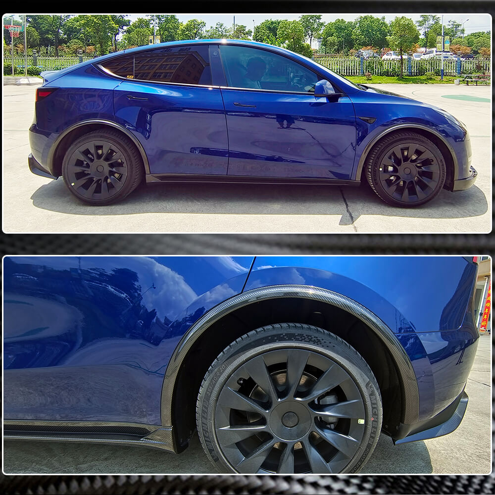 Tesla Model Y Wheel Arch Fender Flares Dry Carbon Fiber-Ahacarbon